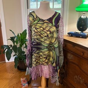Custo Barcelona Green and Purple Patterned Dress